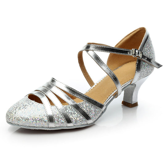 Zapatos de Danza Latina y Moderno con Tacón Medio - Suela Blanda y Cuero Brillante - Image 2