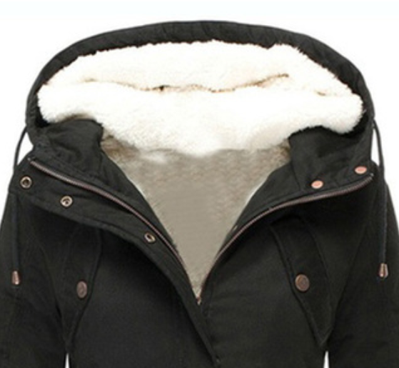 Chaqueta Acolchada con Capucha y Cordones de Algodón Puro
