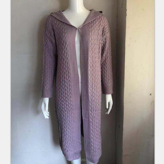Cardigan Tejido con Capucha Mujer - Suéter Liso Versátil - Image 4