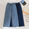 Jeans de Cintura Alta con Bordes Crudos y Cordones