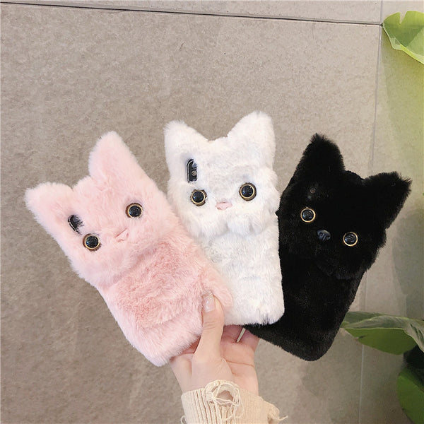 Funda para teléfono gato de peluche