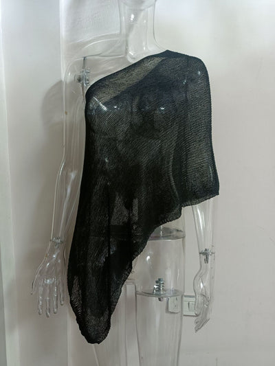 Blusa Tejida de Protección Solar con Capa Irregular para Mujer - Image 19