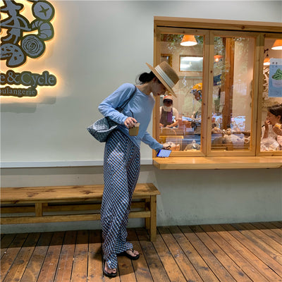Pantalones Palazzo de Acetato con Estampado para Mujer