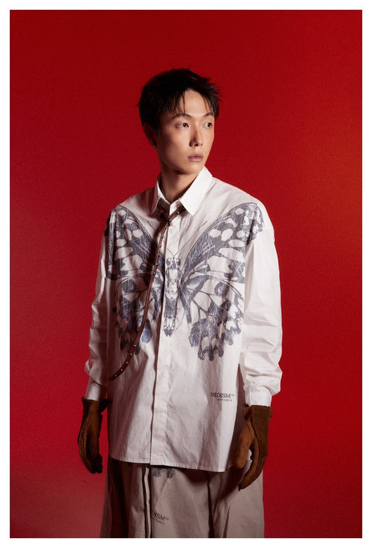 Camisa de Trabajo con Estampado Mariposa - Hombre Casual Manga Larga - Image 14