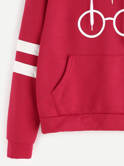 Sudadera con Capucha Estampada de Rayas y Terciopelo - Image 3