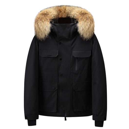 Chamarra de Invierno Acolchada para Hombre con Capucha y Cuello de Piel Sintética - Image 13