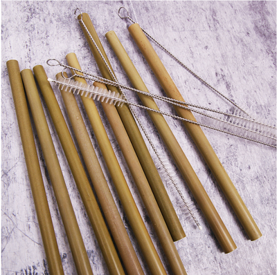 Set de 5 Pajitas de Bambú Natural Reutilizables - Image 3