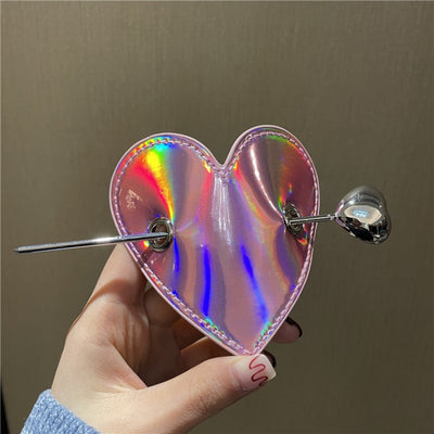Pasador de Cabello de Cuero con Lentejuelas y Corazón Brillante - Image 8