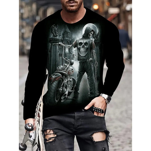 Playera Hombre Estilo Retro 3D Hip-hop Oversize Manga Larga Cuello Redondo - Image 8
