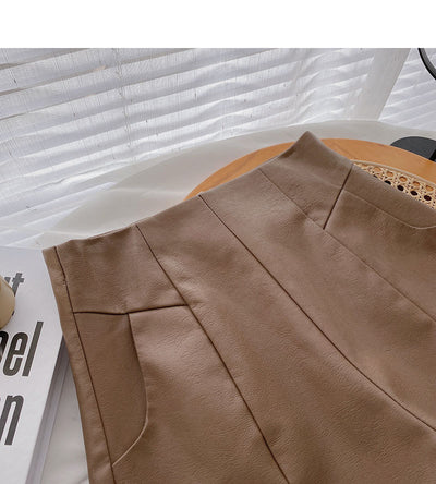 Pantalón de Cuero PU Cintura Alta Pierna Ancha Estilo Minimalista - Image 6