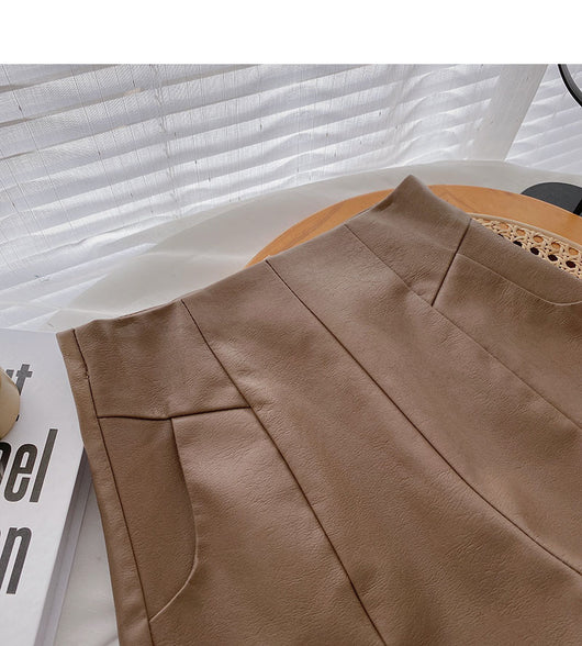 Pantalón de Cuero PU Cintura Alta Pierna Ancha Estilo Minimalista - Image 6