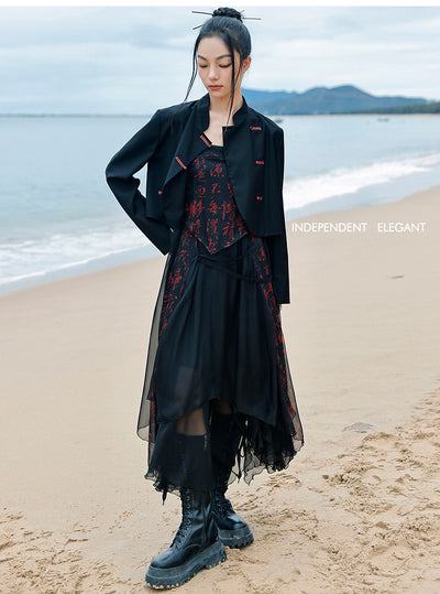 Blazer Corto Patchwork Cintura Alta Efecto Reductor - Image 12