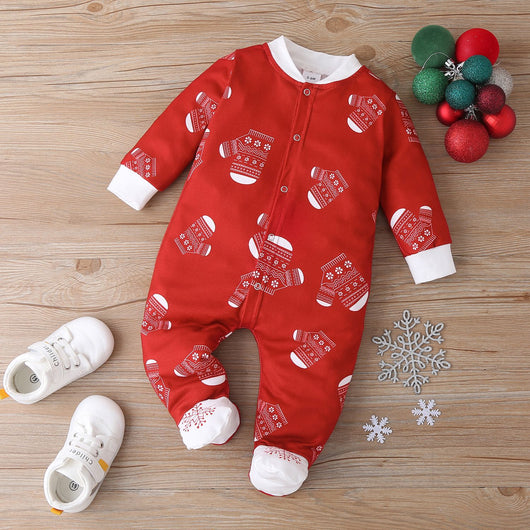 Body Bebé Algodón Manga Larga con Diseño Navideño Patchwork - Image 7