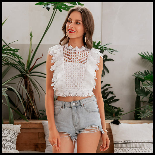 Blusa sin mangas de encaje para mujer - Image 5
