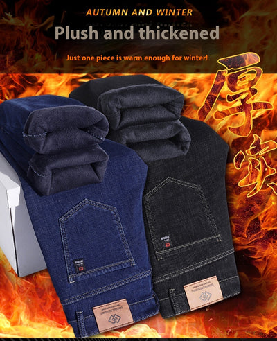 Pantalones Vaqueros Gruesos Forrados en Fleece para Hombre Talla Grande - Image 27