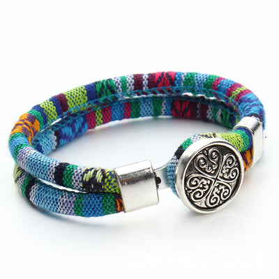 Pulsera de Cuero y Algodón Artesanal - Image 27