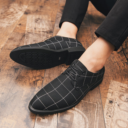 Zapatos de cuero casual con patrón cuadriculado y transpirabilidad - Image 3