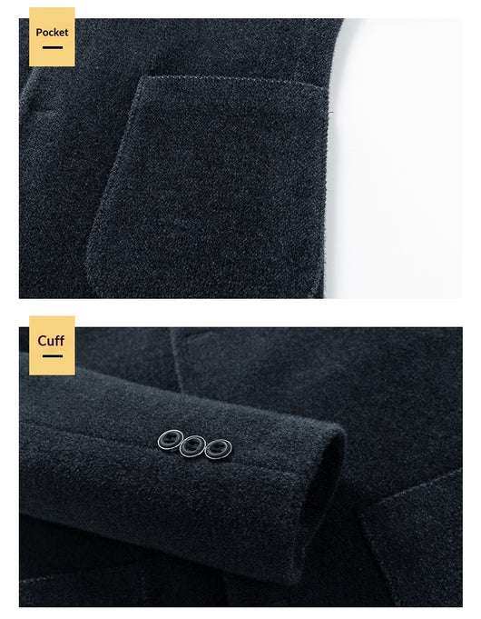 Abrigo Casual de Lana Chenilla con Cuello Alto para Hombre - Image 16
