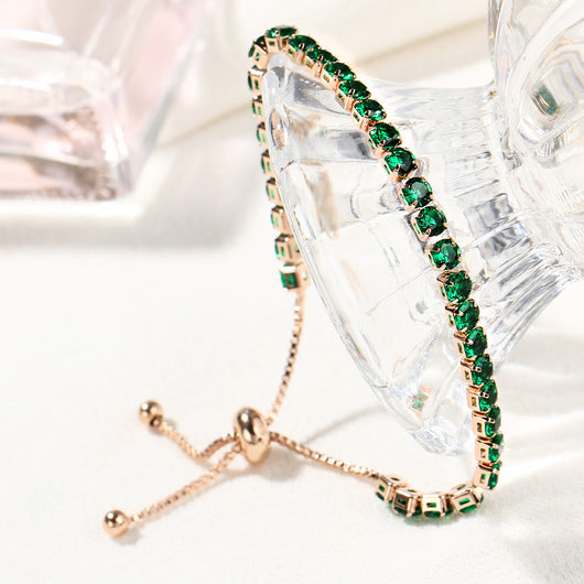 Pulsera de Cristal con Deslizador Ajustable - Joyería Chapada en Oro para Mujer - Image 2