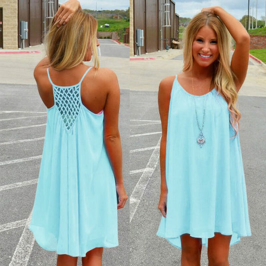 Vestido Tipo Sling de Colores Pastel con Espalda de Malla