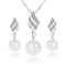 Pearl Stud Necklace Set Plateado