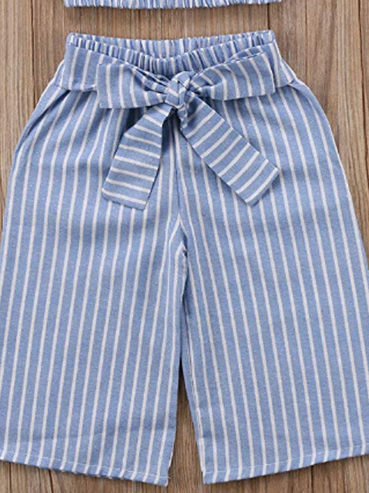 Conjunto Infantil de Rayas con Top Tubo y Manga Corta - Image 3