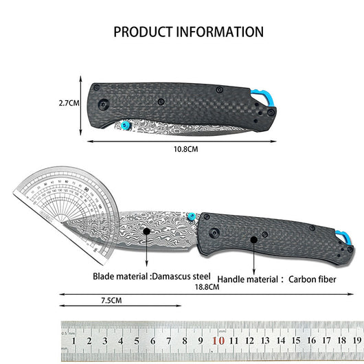Cuchillo Portátil Butterfly BM535 Damasco con Funda de Cuero - Image 6