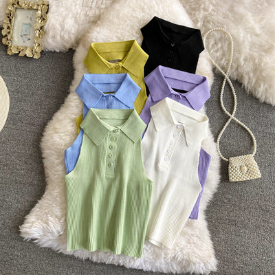 Camiseta Halter Cuello Polo Blanco Puro