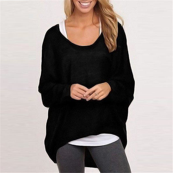 Suéter Suelto para Mujer Tejido Multicolor Cuello Redondo