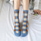 Calcetines de Algodón para Mujer con Diseño Cuadros Azul Británico