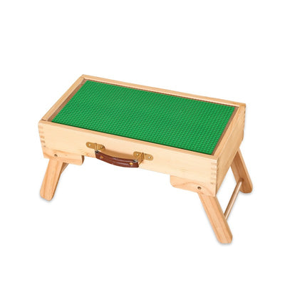 Mesa Plegable Infantil 2 en 1 con Pizarrón y Bloques de Construcción - Image 3