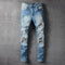 Jeans Slim Fit con Parches de Pliegues Modernos
