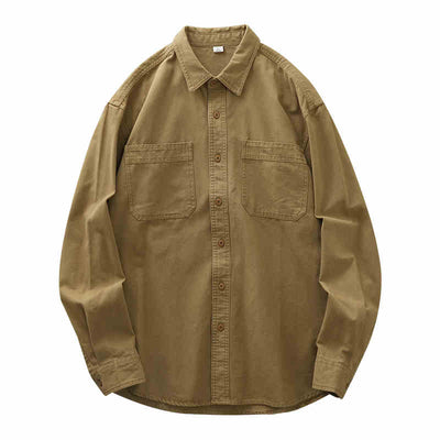 Camisa Casual Retro de Algodón Puro para Hombre - Gris Elegante - Image 2