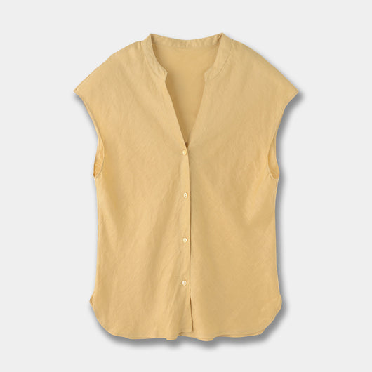 Blusa Lino Puro Cuello V Sin Mangas - Estilo Old Money Minimalista - Image 6