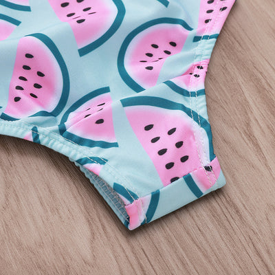 Traje de Baño Infantil con Estampado de Sandía y Encaje Floral - Image 4