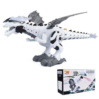 Green and grey intelligent robot dinosaur toy with wings, sharp teeth, and a long tail, packaged in a box. - Image 8