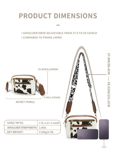 Bolsa Crossbody Multiusos con Diseño Vaca y Cierre de Cremallera - Image 36