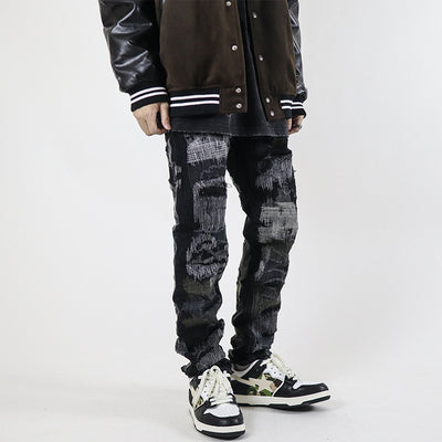 Jeans Rectos Vintage Desgastados con Roturas Personalizables para Hombre - Image 6