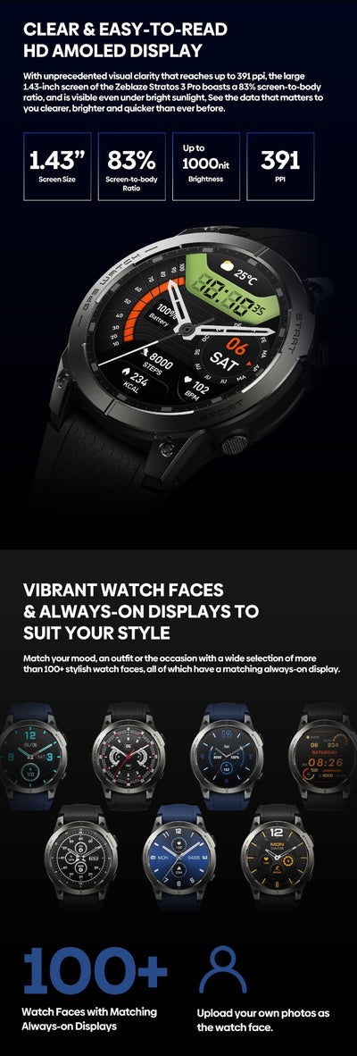 Reloj Inteligente Stratos3pro con GPS y Seguimiento de Movimiento - Image 9