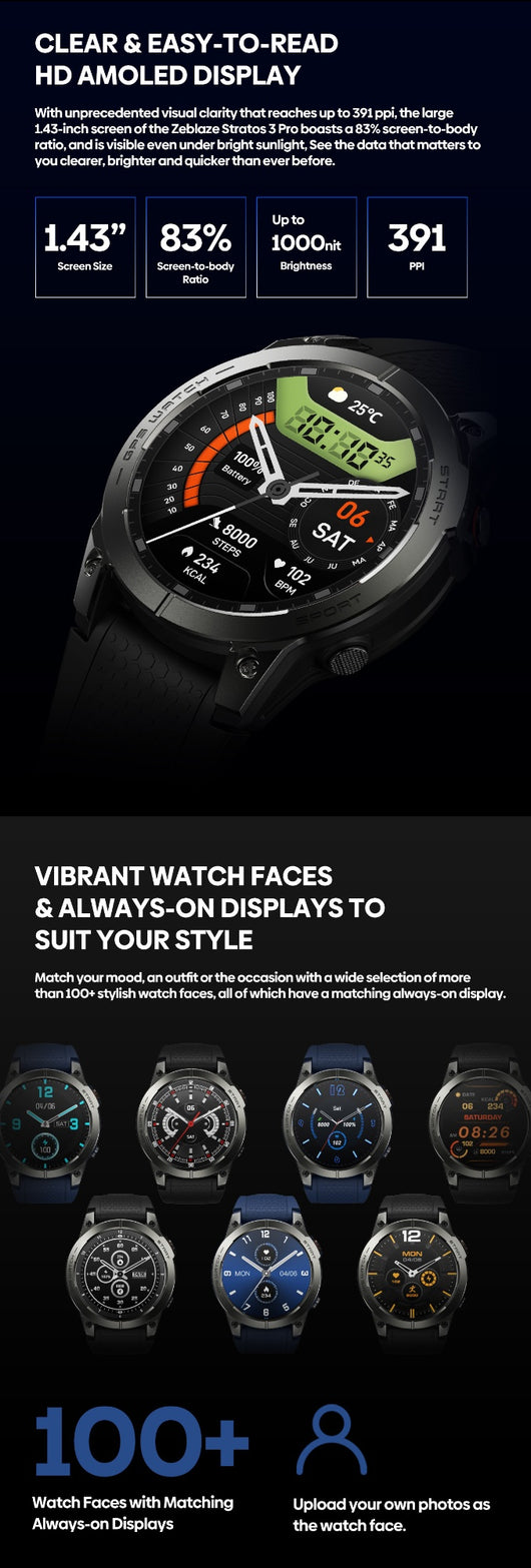 Reloj Inteligente Stratos3pro con GPS y Seguimiento de Movimiento - Image 9