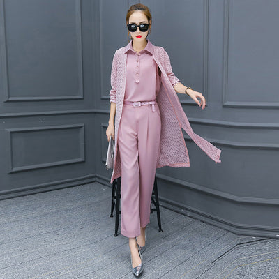 Traje Ejecutivo Tres Piezas para Mujer - Blusa Chiffon y Pantalón Slim