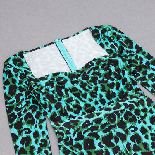 Mono Estampado Leopardo con Escote Cuadrado para Mujer - Image 8