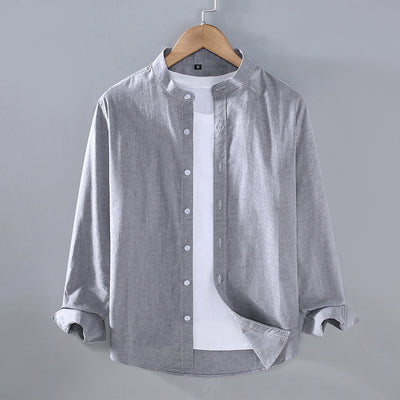Camisa Manga Larga Cuello Alzado Hombre Primavera Otoño - Image 6