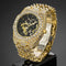 Reloj Automático Hip Hop con Cadena Cubana de Diamantes Completos y Eslabón Hueco