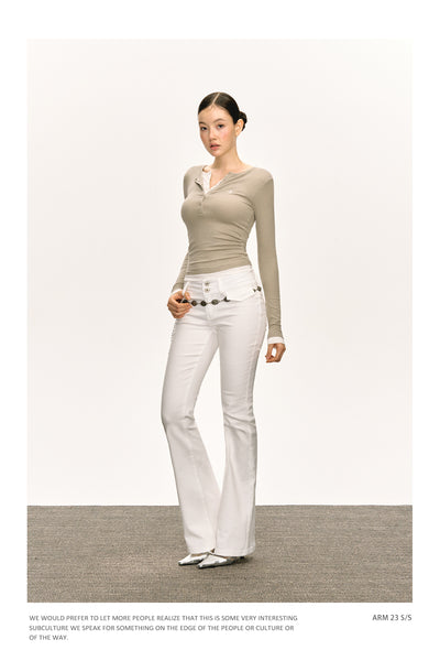 Camiseta Manga Larga Slim-fit con Cuello Falso Tejido Doble Capa - Image 14