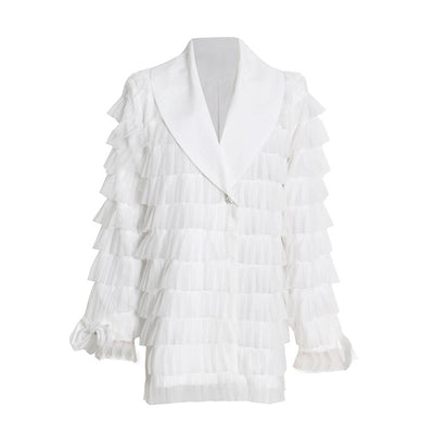 Traje Elegante para Mujer con Paneles de Tul Multicapa y Puños Estilo Pastel - Image 5