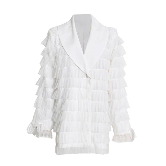 Traje Elegante para Mujer con Paneles de Tul Multicapa y Puños Estilo Pastel - Image 5