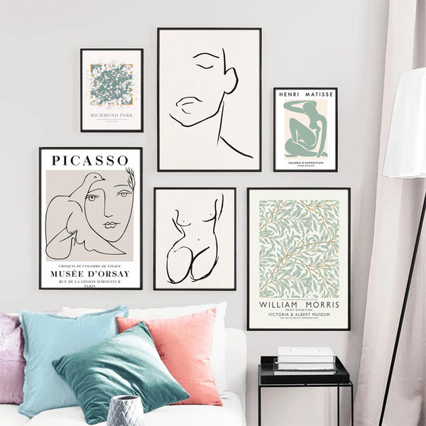 Cuadro Decorativo Abstracto Nórdico con Plantas - Arte Moderno para Pared