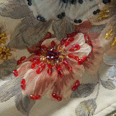 Chaqueta Beisbolera Larga con Peonia Cristalizada y Bordado en Relieve para Mujer - Image 10