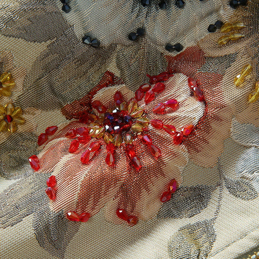 Chaqueta Beisbolera Larga con Peonia Cristalizada y Bordado en Relieve para Mujer - Image 10
